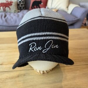 Ron Jon Black and Gray Striped Knit Cap